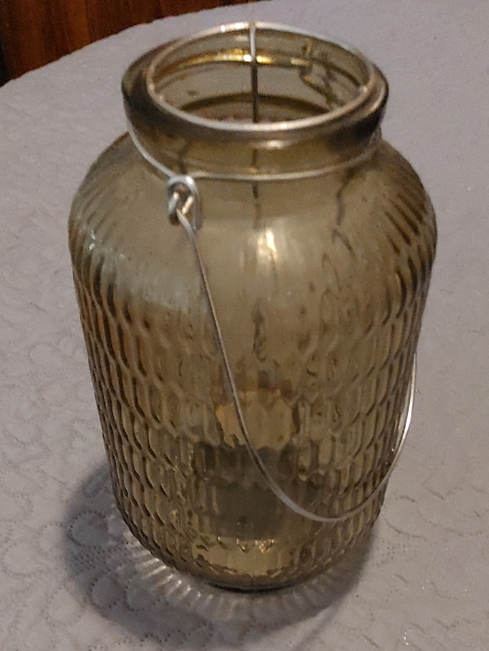 Smoky Amber Glass Lantern with Handle